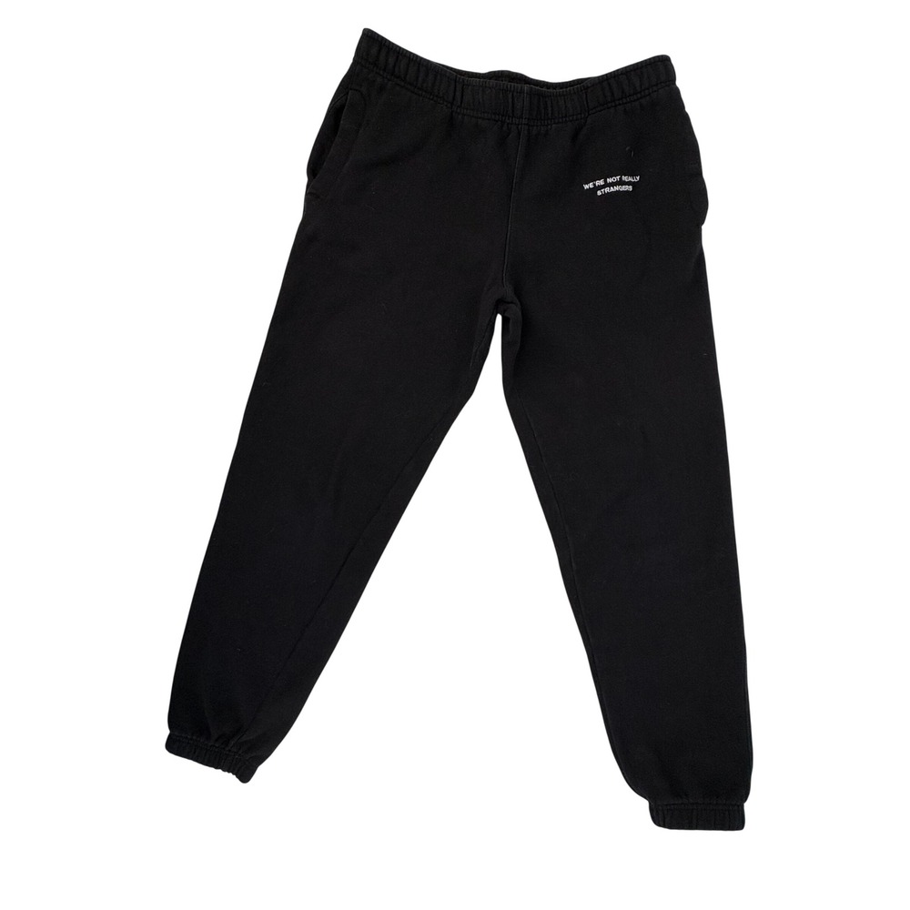 We're Not Really Strangers Mens Black Fleece Jogger‎ Sweatpants Size Medium WNRS